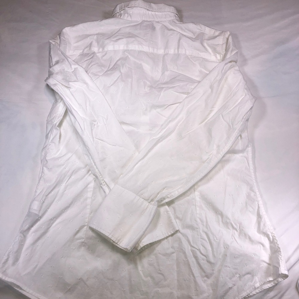 Banana Republic Riley Shirt Womens 14 White Eyelet Embroidered Button Down L/S - Picture 9 of 10